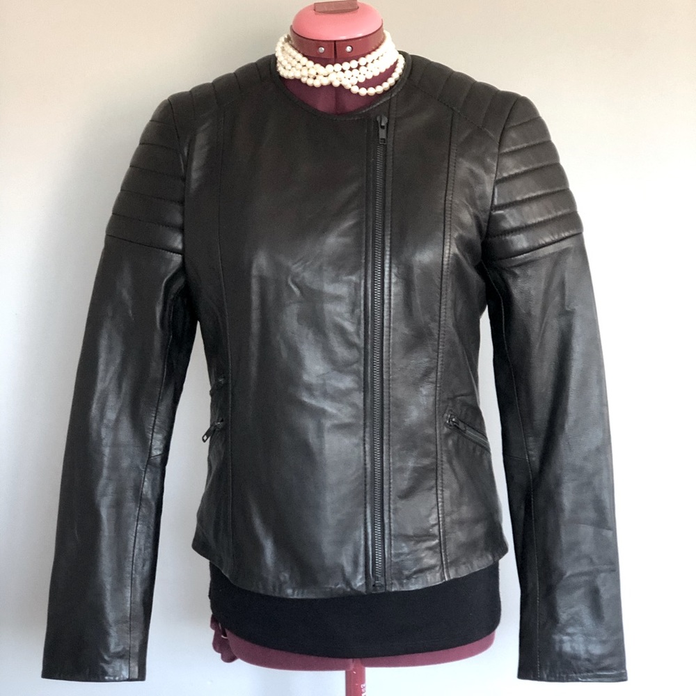 SOIA & KYO Women’s Lambskin Leather Moto Jacket Sm